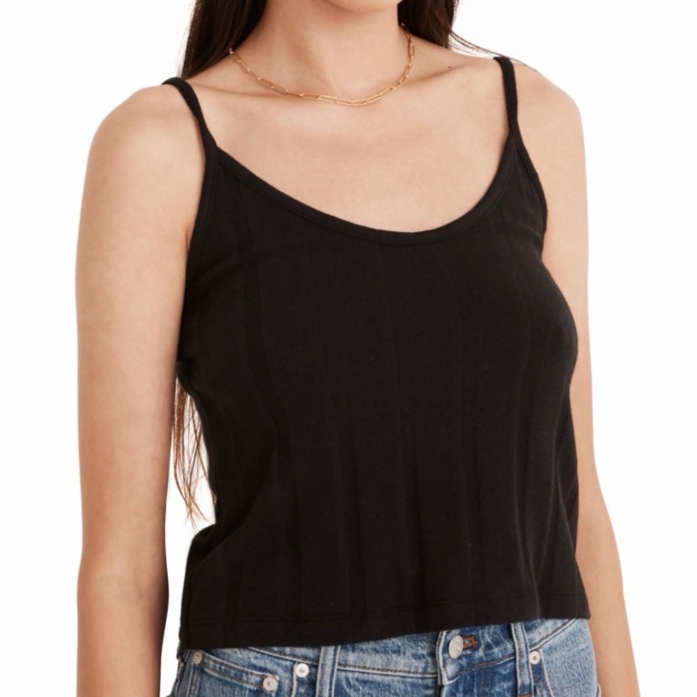 Madewell Black Ribbed Camisole Crop Tank BNWT